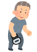 老人が体力測定をしているイラスト