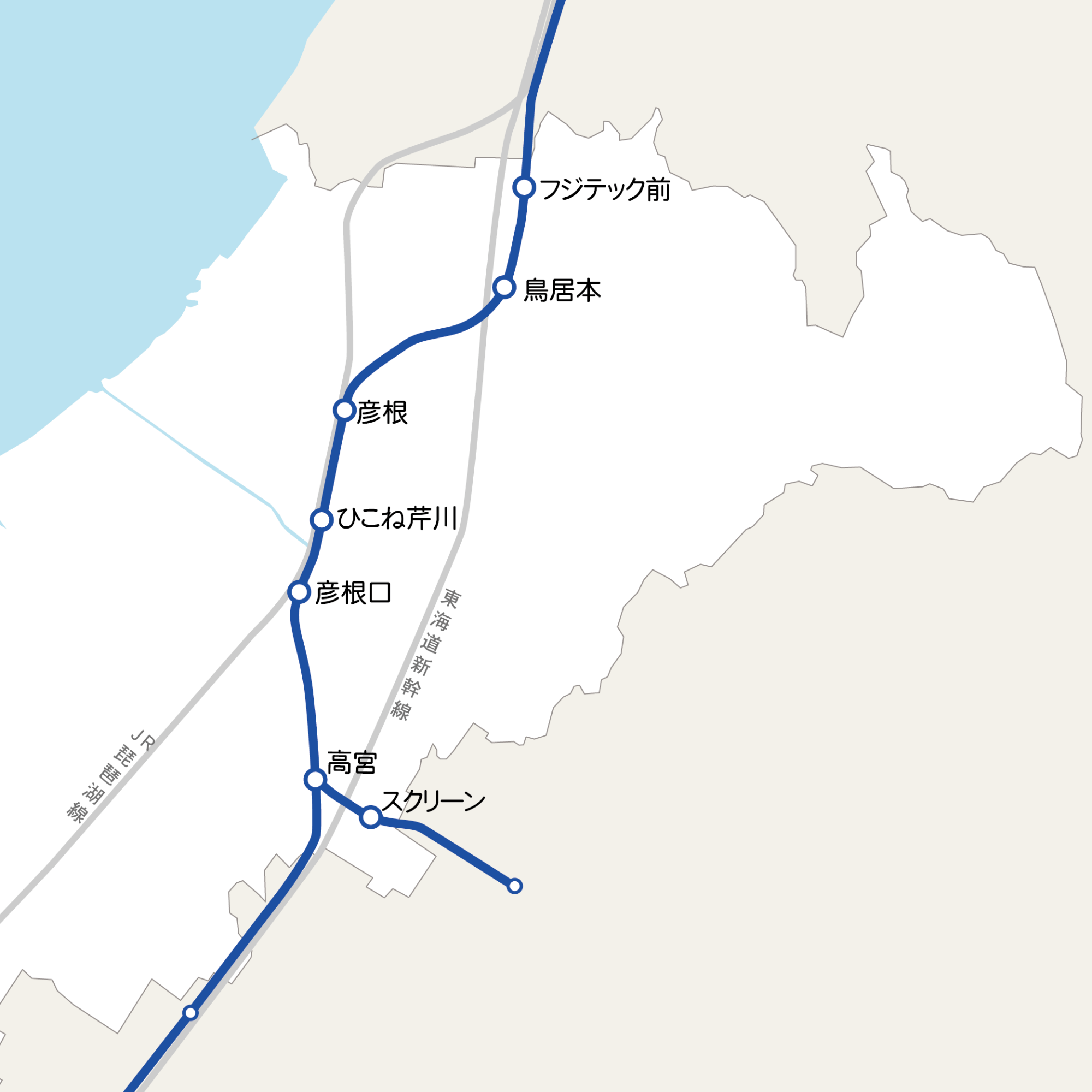 近江鉄道線路線図(彦根市内)