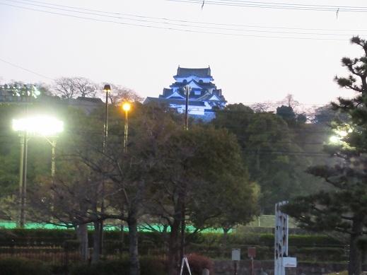 ライトアップされた彦根城の写真