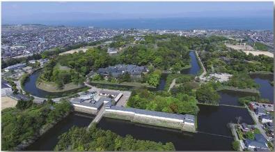 上空から見た彦根城の写真