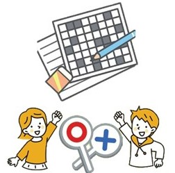クロスワードとクイズ大会のイメージイラスト