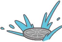マンホールから水が噴き出しているイラスト