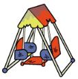 壊れたブランコ型遊具のイラスト