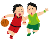 バスケットボールをする生徒たち