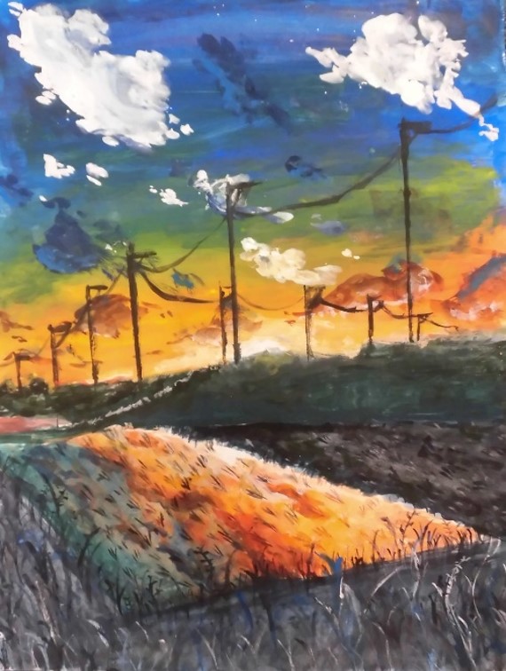 夕焼けが沈む道