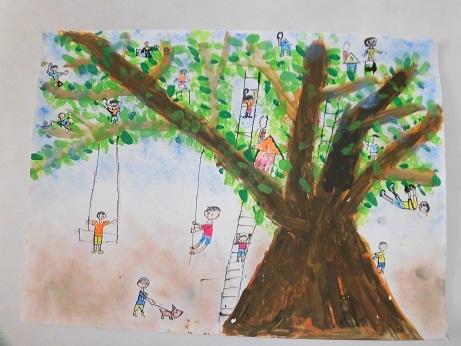 作品名「プラタナスの木で遊ぶぼくたち」
