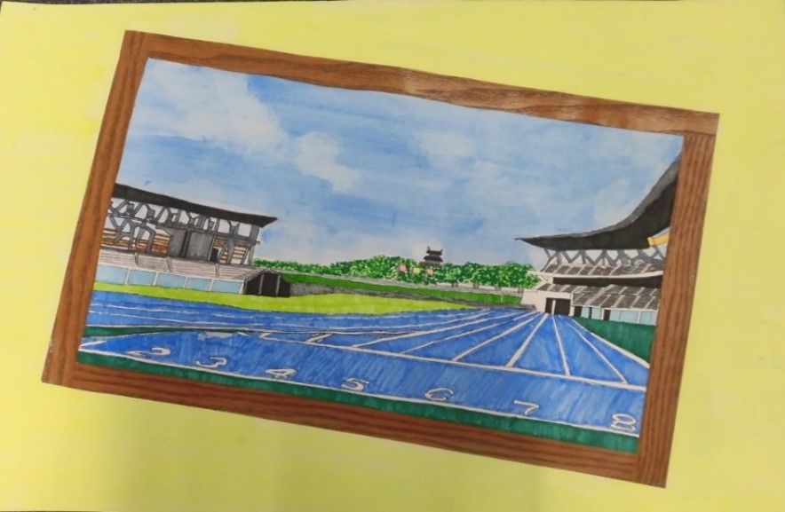 HATOスタジアムから見える景色の絵