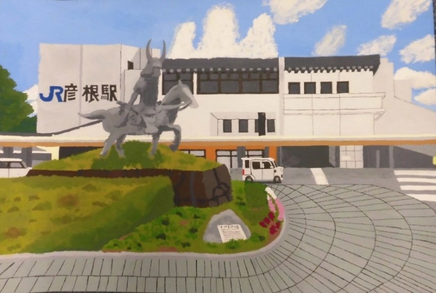 彦根駅西口と井伊直政像周辺の絵画