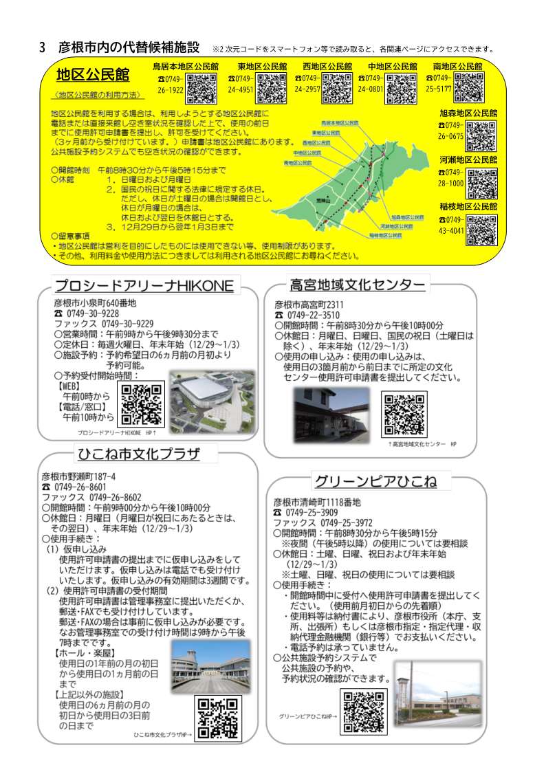 代替候補施設等