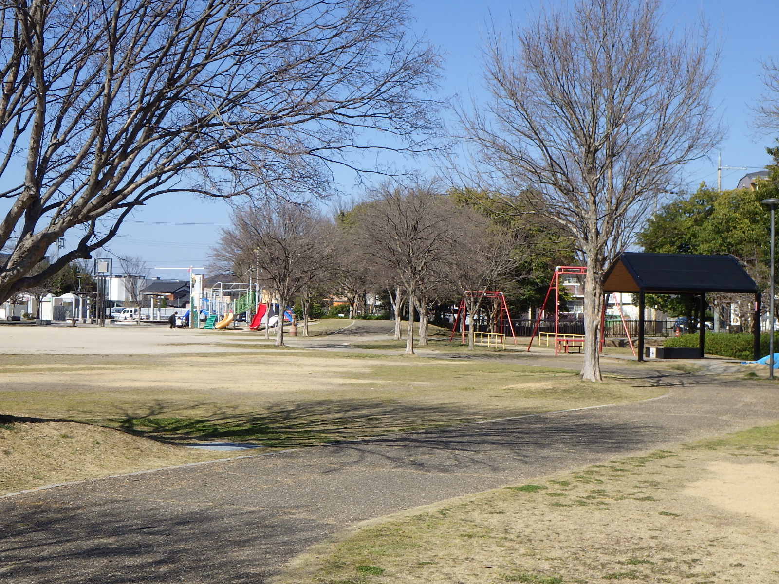 埴輪の標識等が置かれる福満公園