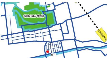 旧彦根藩足軽組屋敷の位置図