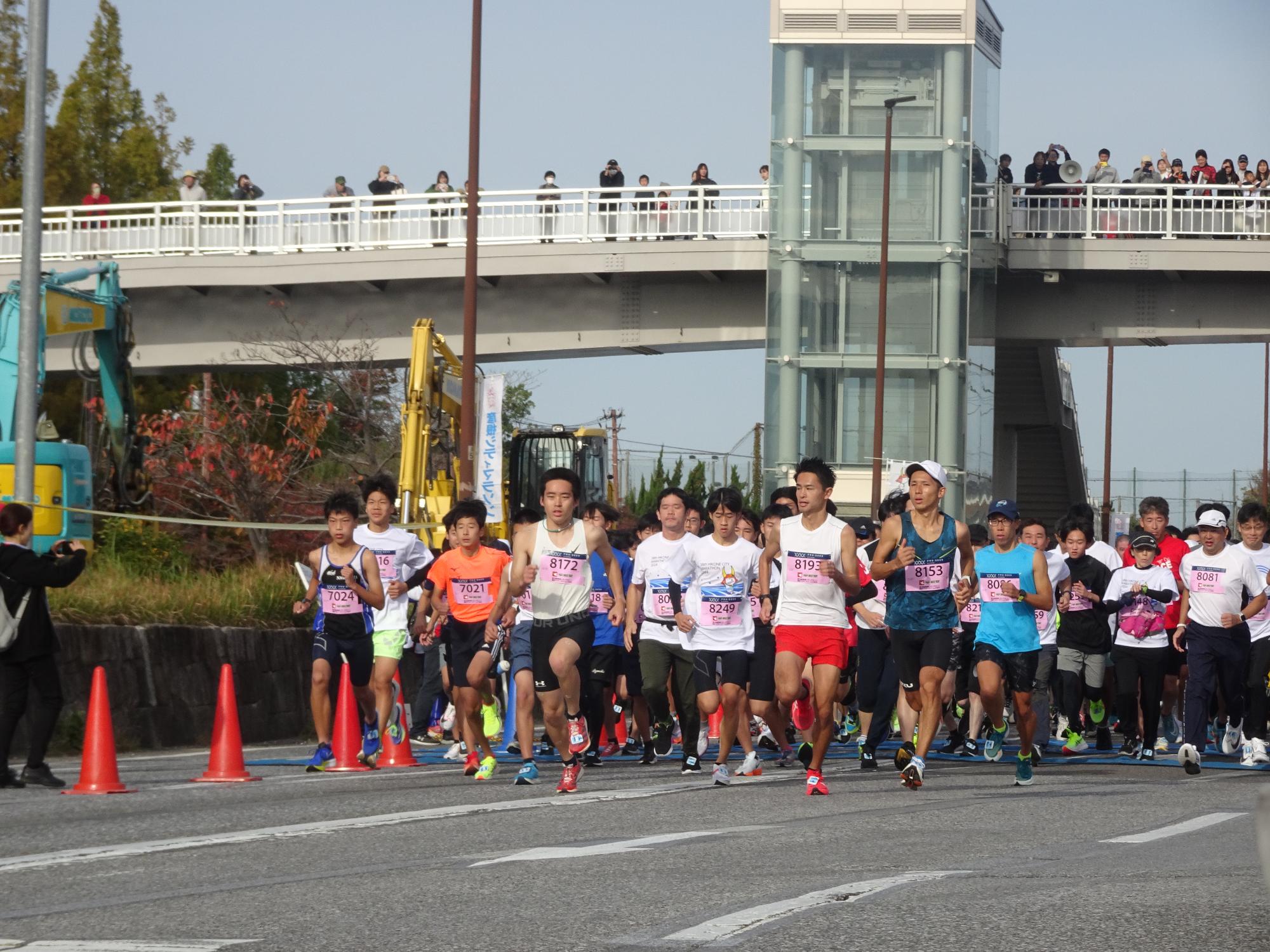 大会当日のランナーが走っている様子