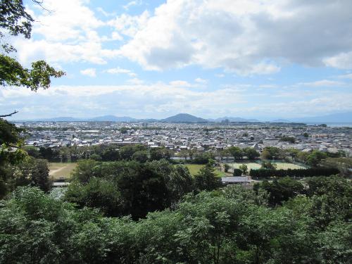 彦根城から見た荒神山・琵琶湖・湖東の山並み・湖西の山並み・多景島・沖島