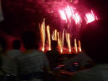 犬上川無賃橋上流で打ち上げた花火の写真