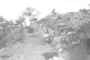 山崎山城跡の石垣の写真