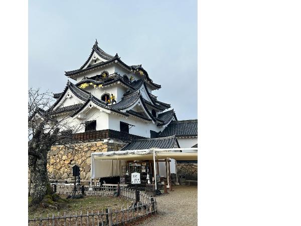 すす払い中の城の全体をとった写真