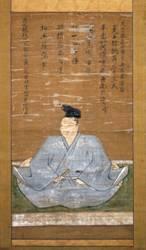 青い着物を着ている肥田城主の肖像画