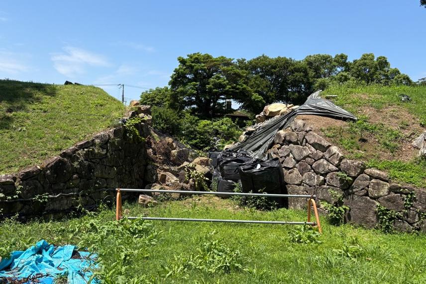 令和8年6月に崩落した米蔵水門石垣復旧 城内側からの写真