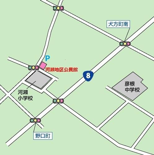 河瀬地区公民館の周辺地図