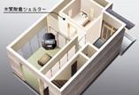 既存の家屋に取り付け可能な木質の耐震シェルターを設置した家屋のイメージイラスト