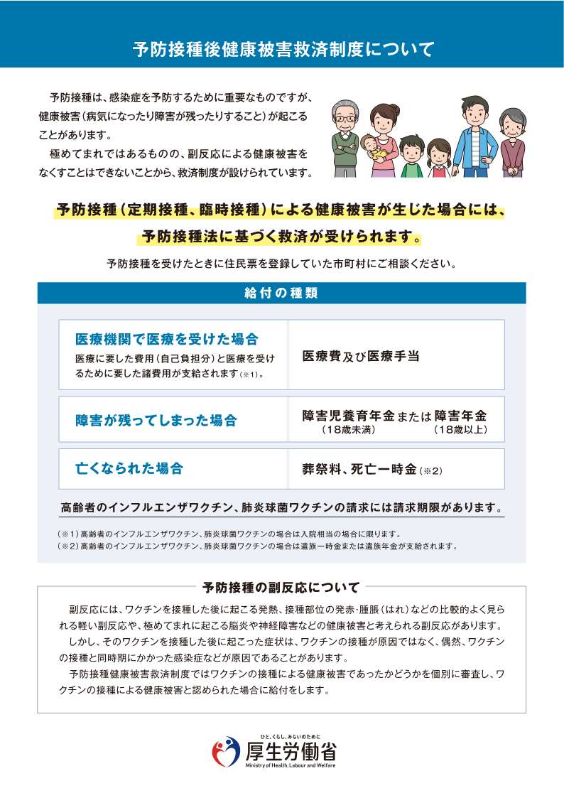 （厚生労働省作成）予防接種後健康被害救済制度について