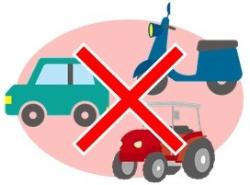 自動車、バイク、トラクターにバツが付いているイラスト