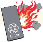 リチウムイオン電池が発火したイメージイラスト