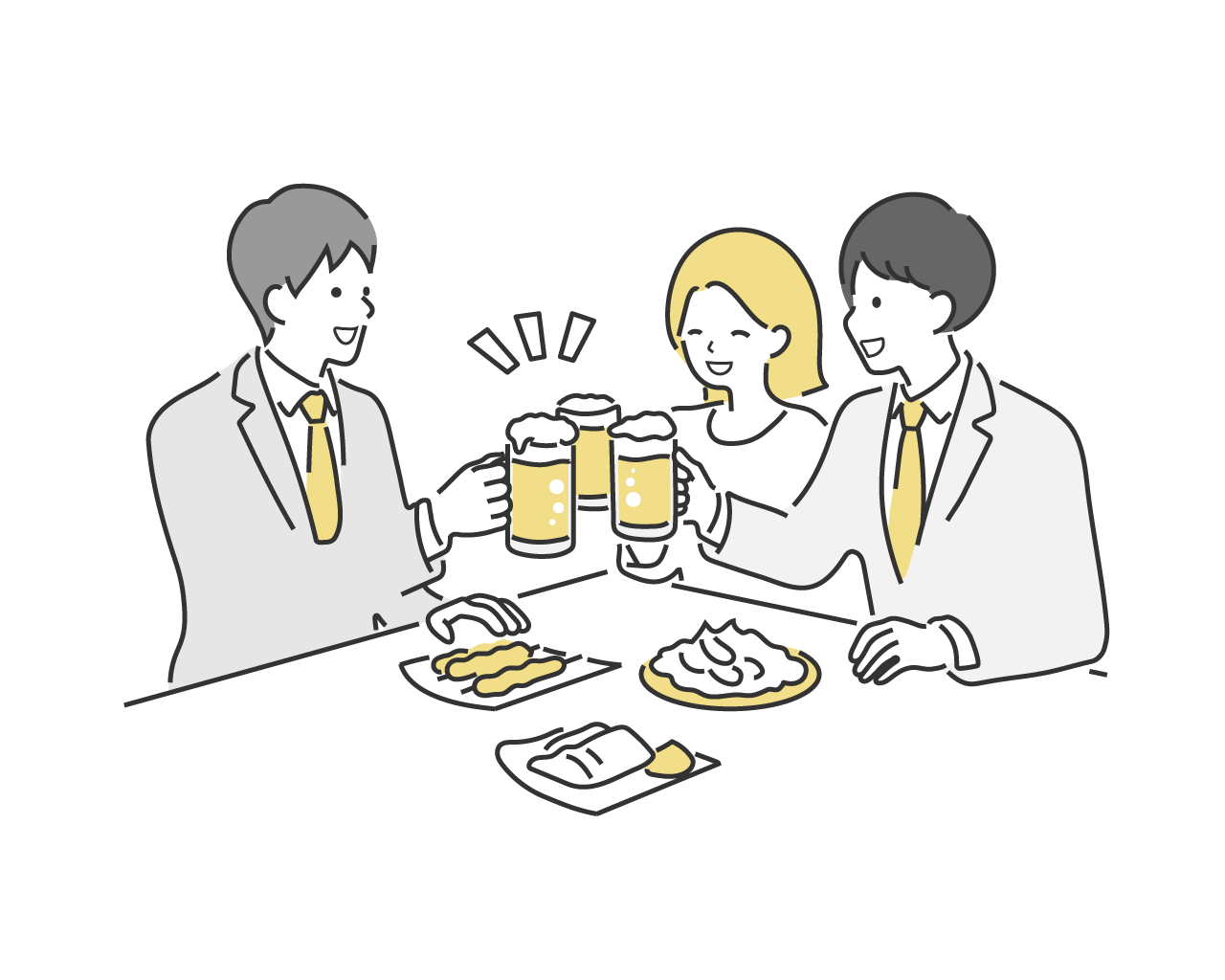 男女が宴会を開いている様子