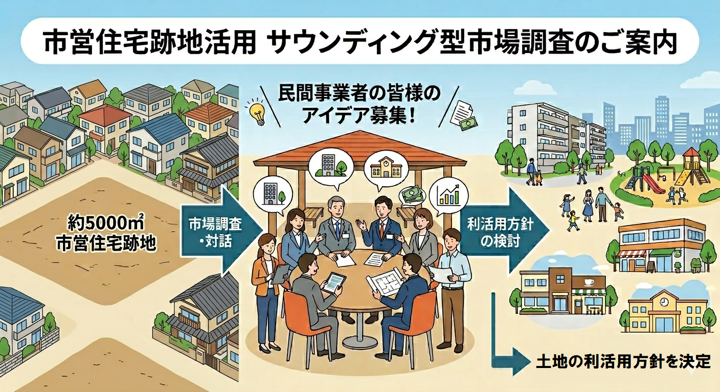 住宅跡地利活用に関するサウンディング型市場調査のフロー画像