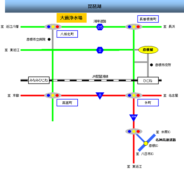 大藪浄水場へのアクセスマップ