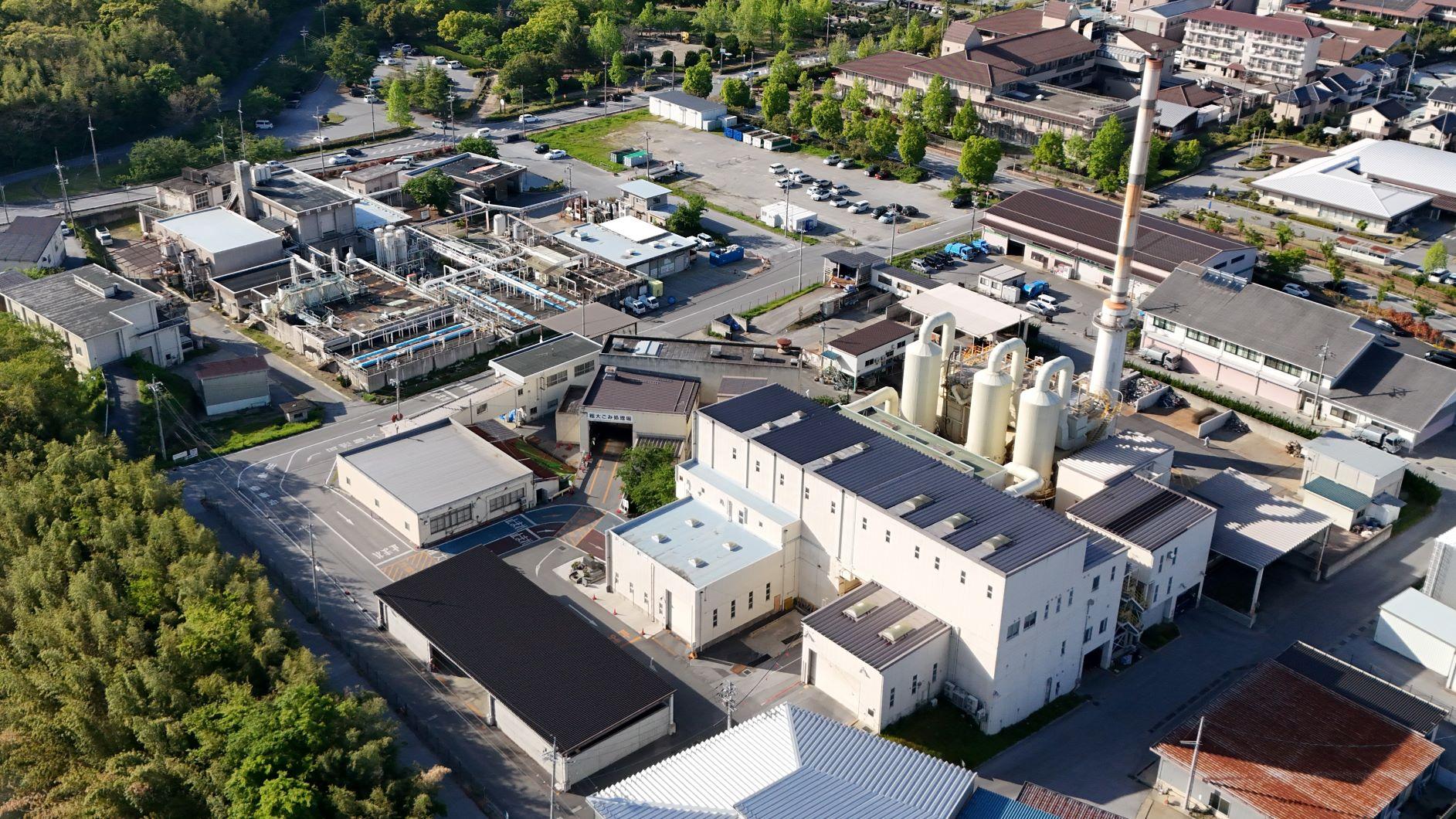 清掃センターの敷地を上空から撮った写真