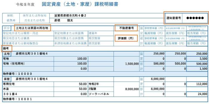 課税明細書例